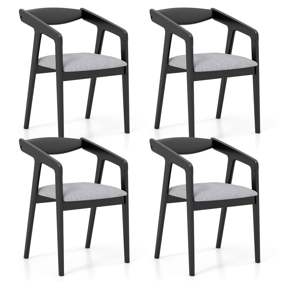 Giantex Wooden Dining Chairs Set, Linen Fabric Upholstered Kitchen Chairs w/Armrests & Padded Cushion