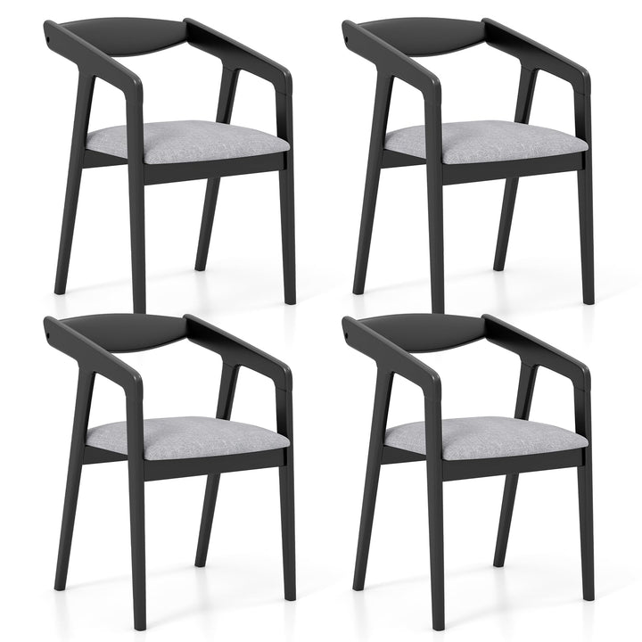 Giantex Wooden Dining Chairs Set, Linen Fabric Upholstered Kitchen Chairs w/Armrests & Padded Cushion