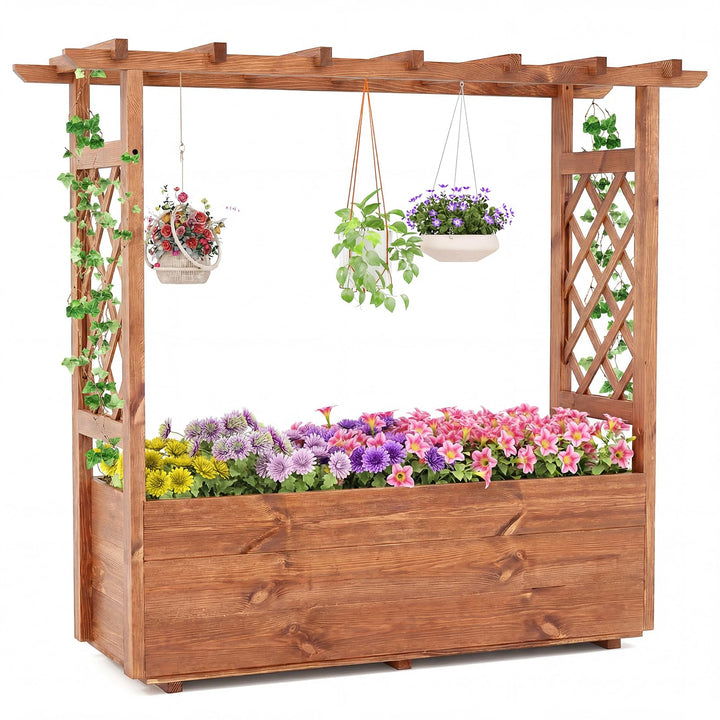 Giantex Raised Garden Bed with Sided Trellis and Hanging Roof