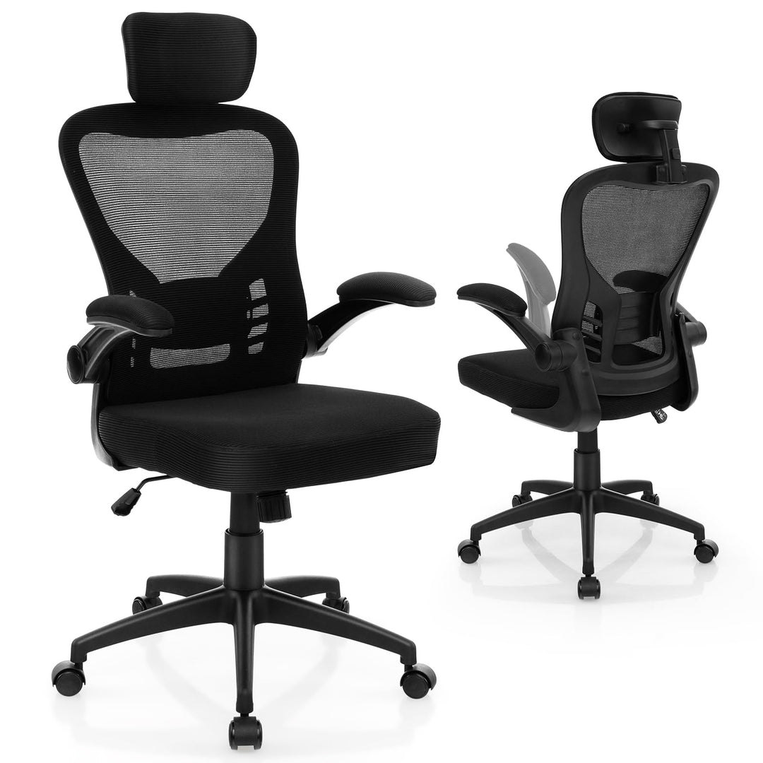 Giantex Ergonomic Mesh Office Chair, Home Office Desk Chair with Adjustable Headrest and Lumbar Support