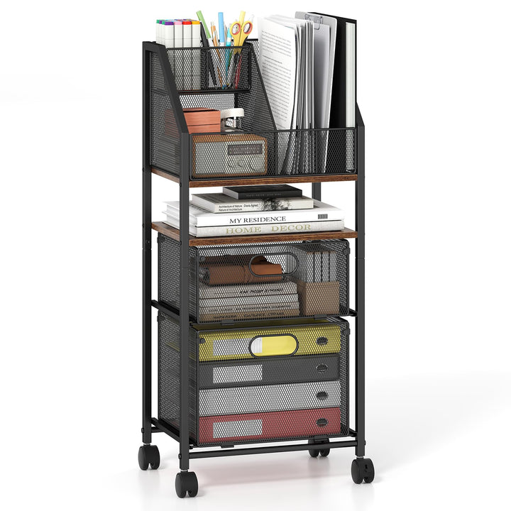 Giantex 5-Tier Rolling File Cart with Metal Mesh Drawers (1/2)