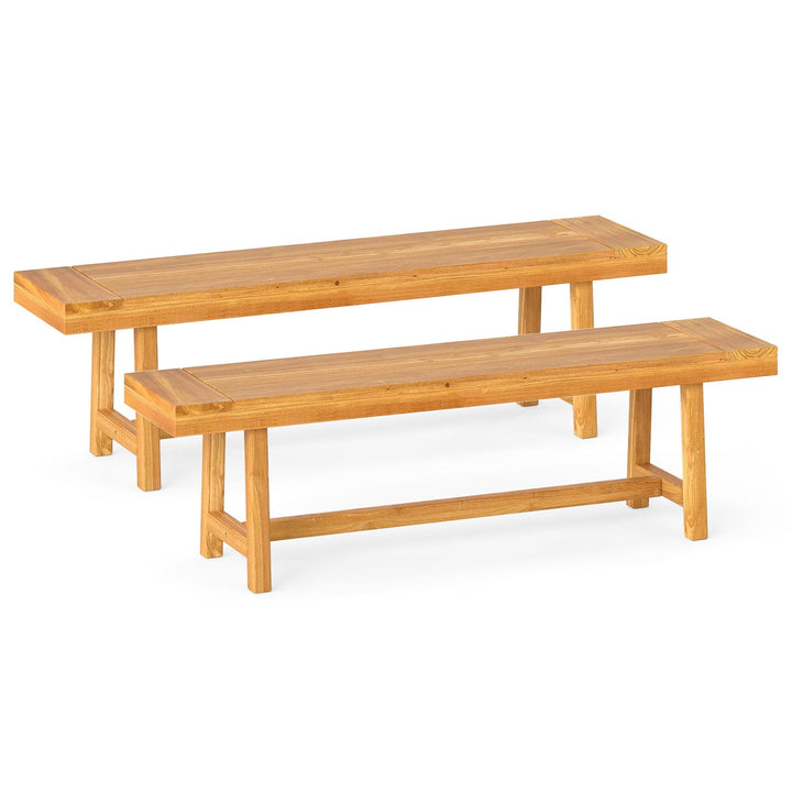 Giantex 63-Inches Dining Bench Teak Wood Outdoor Benches(1/2)