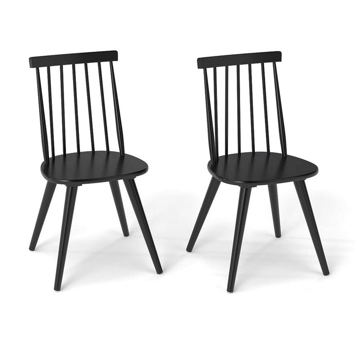 Giantex Windsor Dining Chairs Set of 2/4 Farmhouse Wooden Black Kitchen Chairs