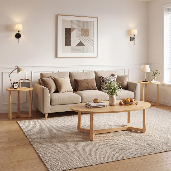 Giantex Oval Coffee Table and End Tables Set of 3