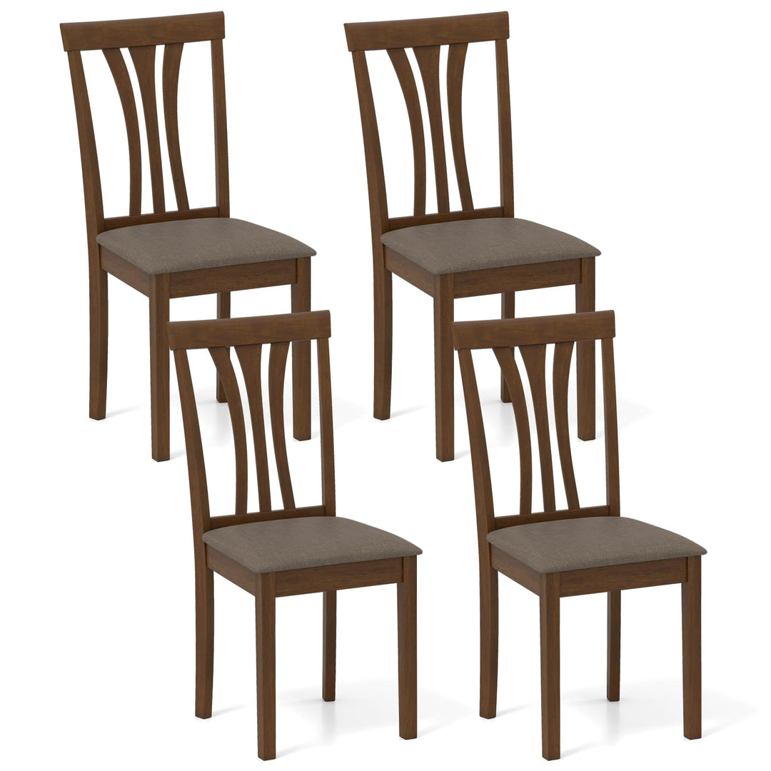 Giantex Wooden Dining Chairs Set of 2/4 Linen Fabric Upholstered Kitchen Armless Chair