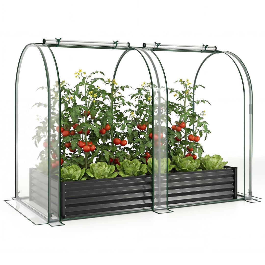 Giantex 6x3x1 FT Galvanized Raised Garden Bed with Greenhouse Cover