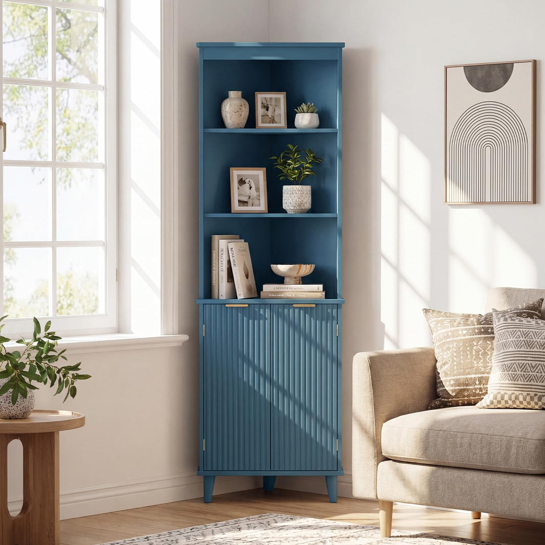 Giantex 68" Tall Corner Modern Bathroom Floor Storage Cabinet,