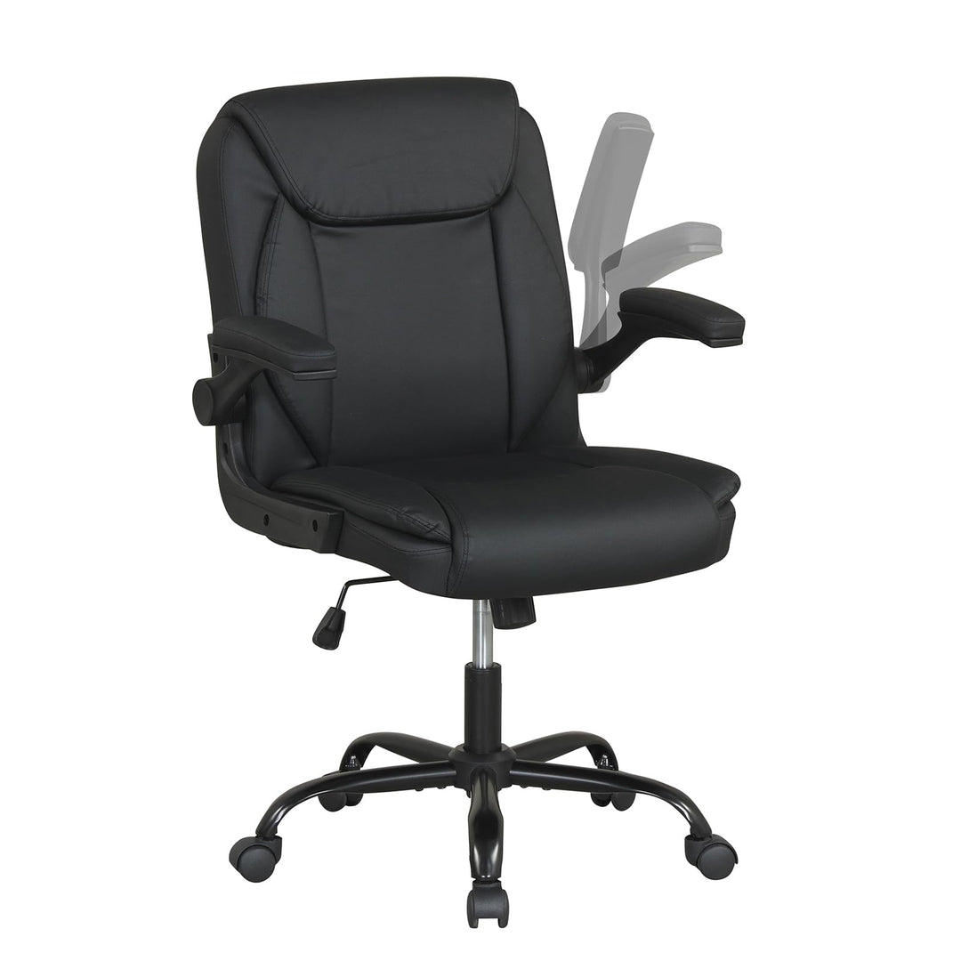 Giantex Leather Office Chair | Ergonomic Computer Desk Chair with Flip-up Arms