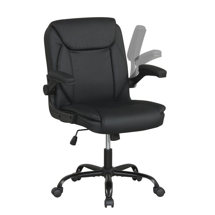 Giantex Leather Office Chair | Ergonomic Computer Desk Chair with Flip-up Arms