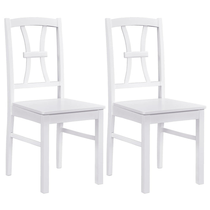 GIANTEX Solid Wood White Kitchen Chairs w/ Elegant High Back (2/4)