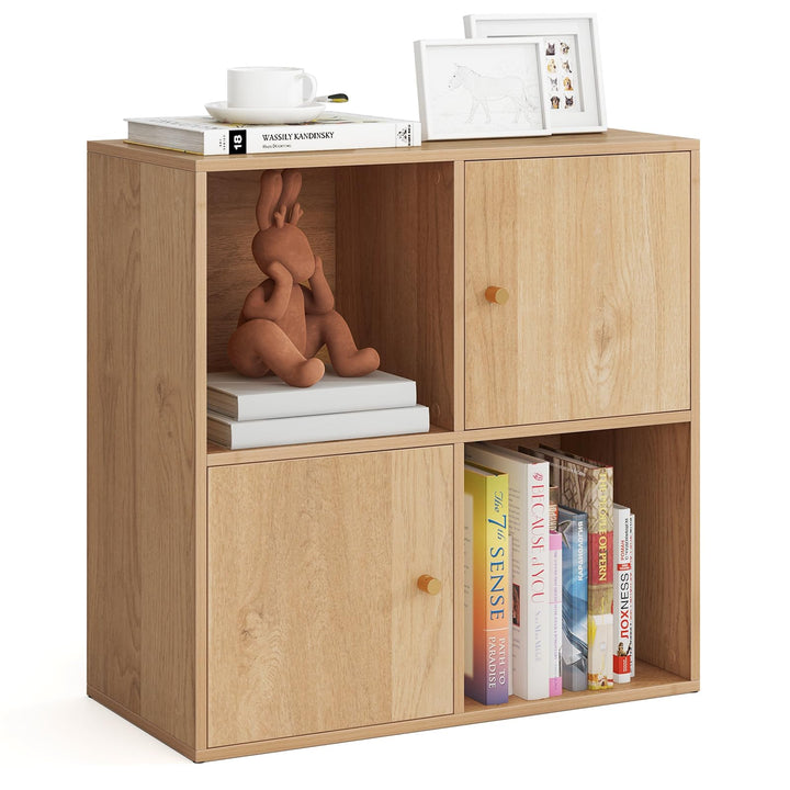 Giantex 4 Cube Bookcase, 2-Tier Freestanding Book Shelf with Open Compartments