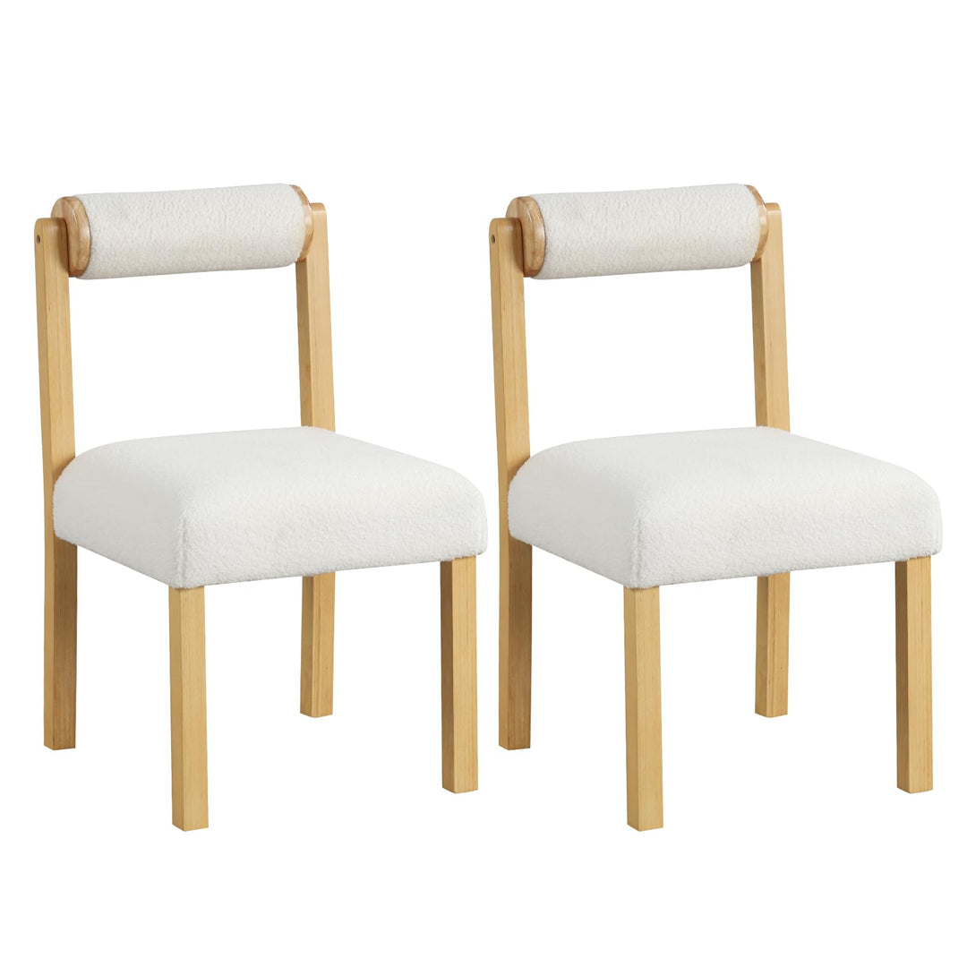 Giantex Wooden Dining Chairs Set of 2/4, Faux Sherpa Upholstered Kitchen Dining Room Chairs w/Rubber Wood Frame