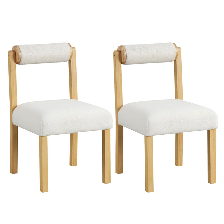 Giantex Wooden Dining Chairs Set of 2/4, Faux Sherpa Upholstered Kitchen Dining Room Chairs w/Rubber Wood Frame