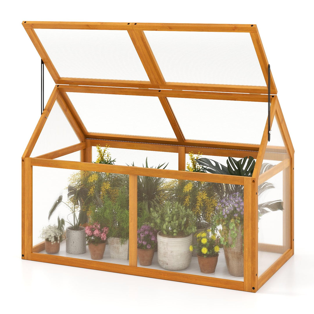 Giantex Portable Raised Flower Planter Protection with Transparent Panels & Adjustable Roof