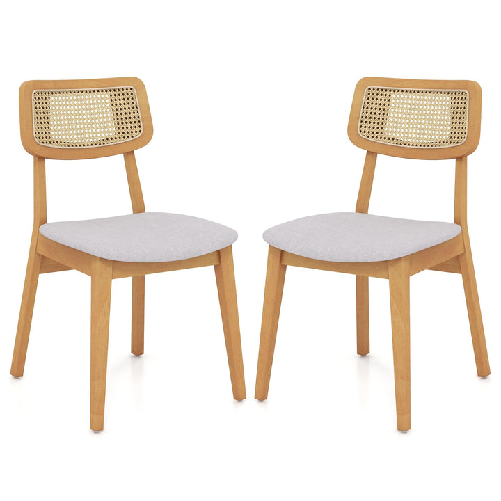 Giantex Rattan Dining Chairs Set of 2/4, Wooden Kitchen Chairs w/Cane Back, Rubber Wood Frame