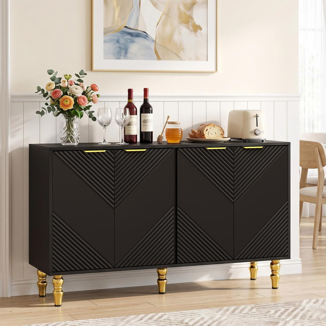 GIANTEX 47" Sideboard Buffet Cabinet with 4 Fluted Doors