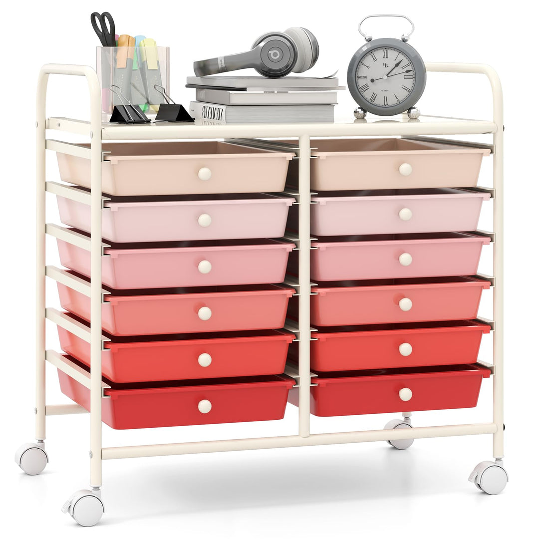 12 Drawers Rolling Cart for Office School Supplies - 25” x 15” x 24.5”