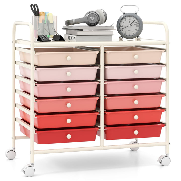 12 Drawers Rolling Cart for Office School Supplies - 25” x 15” x 24.5”