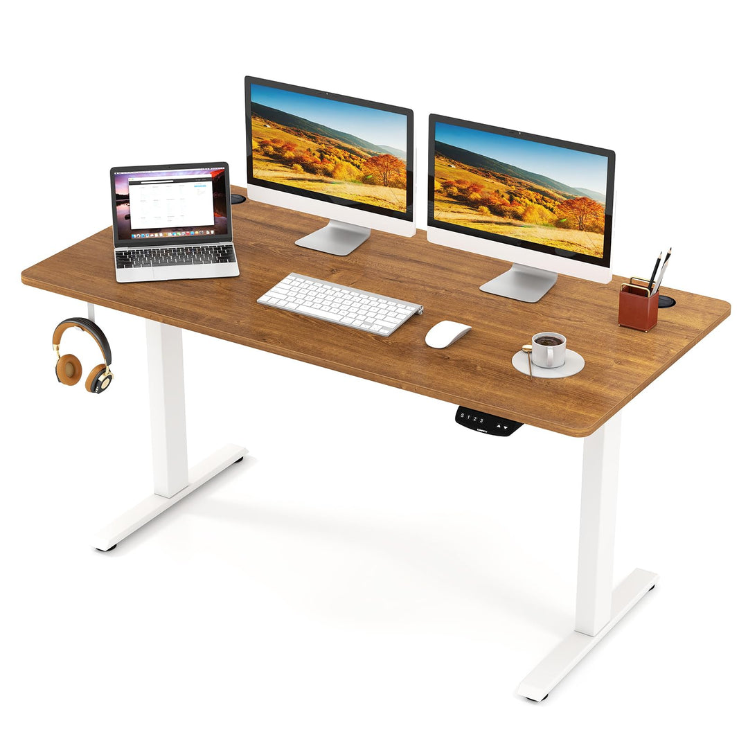 Giantex Electric Dual Motor Standing Desk | 55" x 28" Height Adjustable Sit Stand Computer Workstation w/3 Memory Height