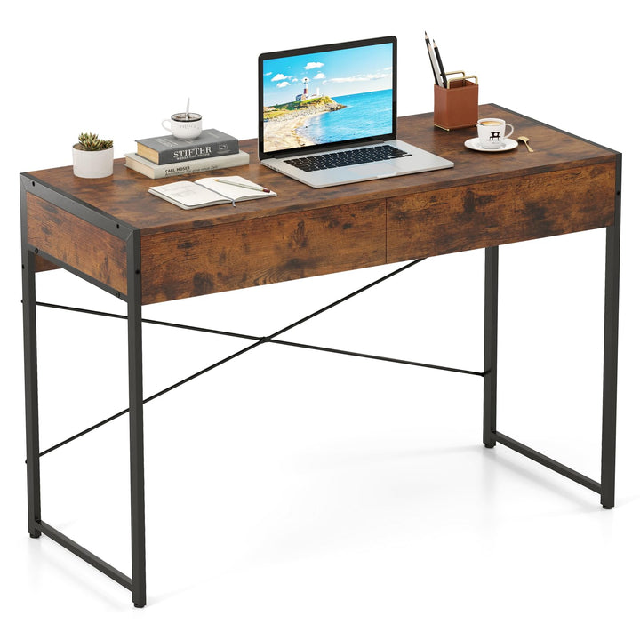 Giantex Computer Desk with 2 Drawers for Small Spaces