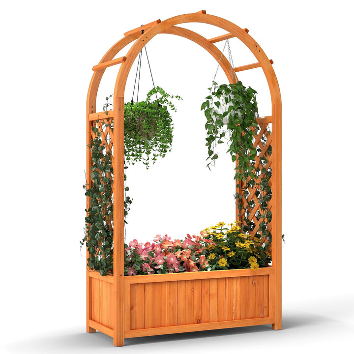 Giantex Raised Garden Bed with Arch Trellis
