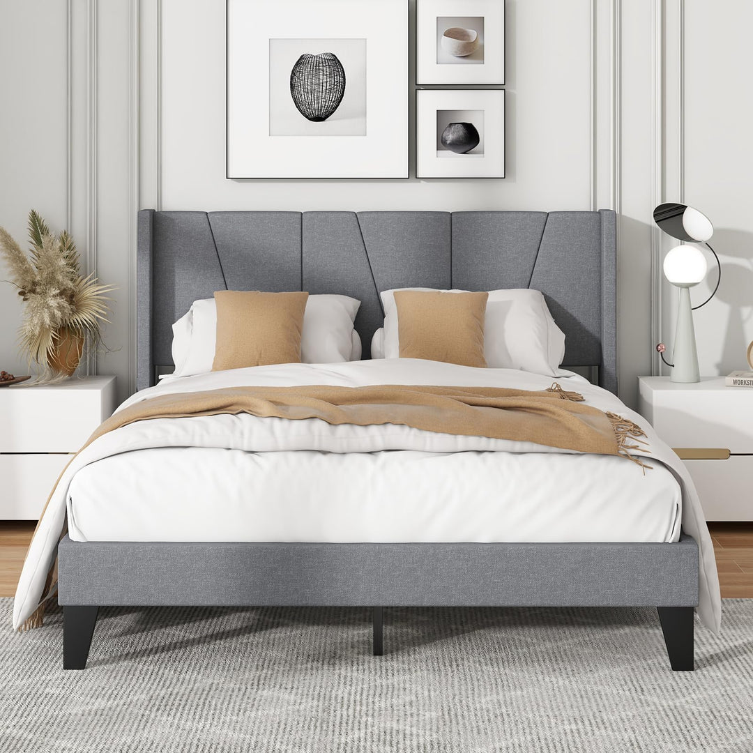 Giantex Bed Frame with Wingback Headboard