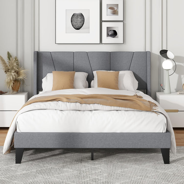 Giantex Bed Frame with Wingback Headboard