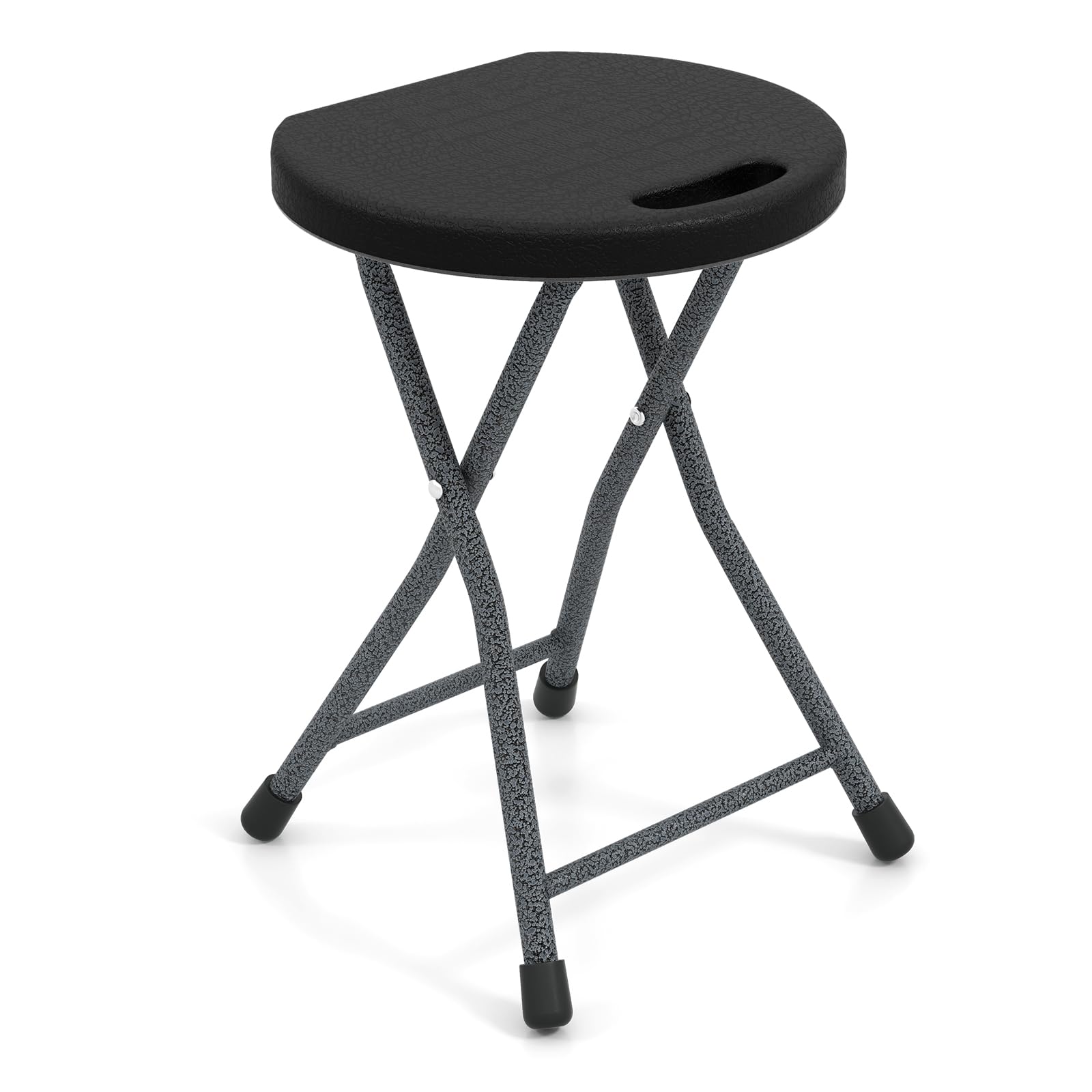 Giantex Folding Stool, 18” Height Foldable Bar Stools, Portable Folding Chairs with Built-in Carry Handle