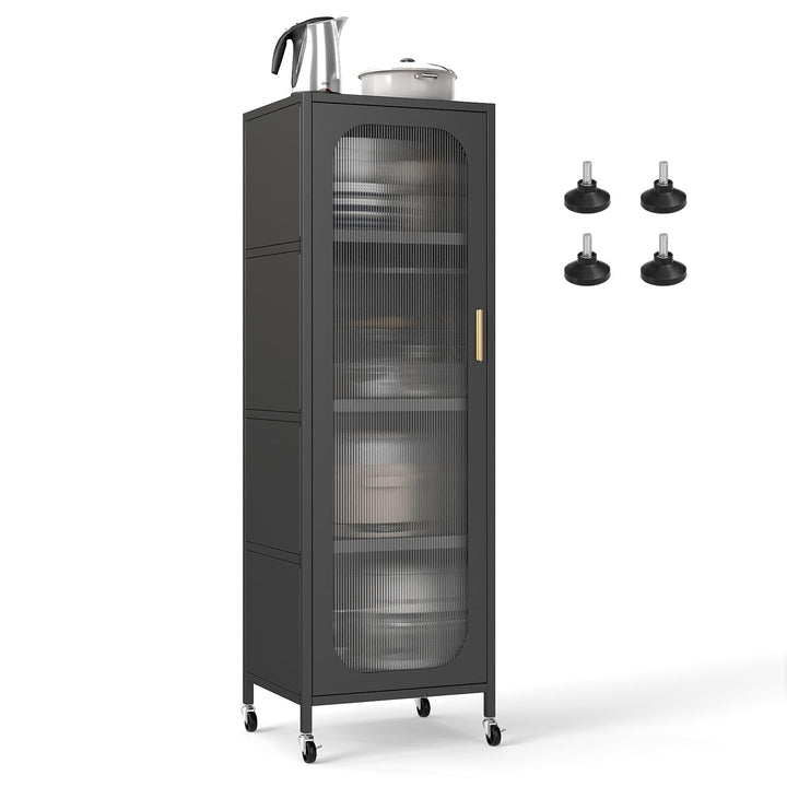 Giantex 5-Tier Mobile Storage Cabinet Tall Narrow Metal Kitchen Pantry