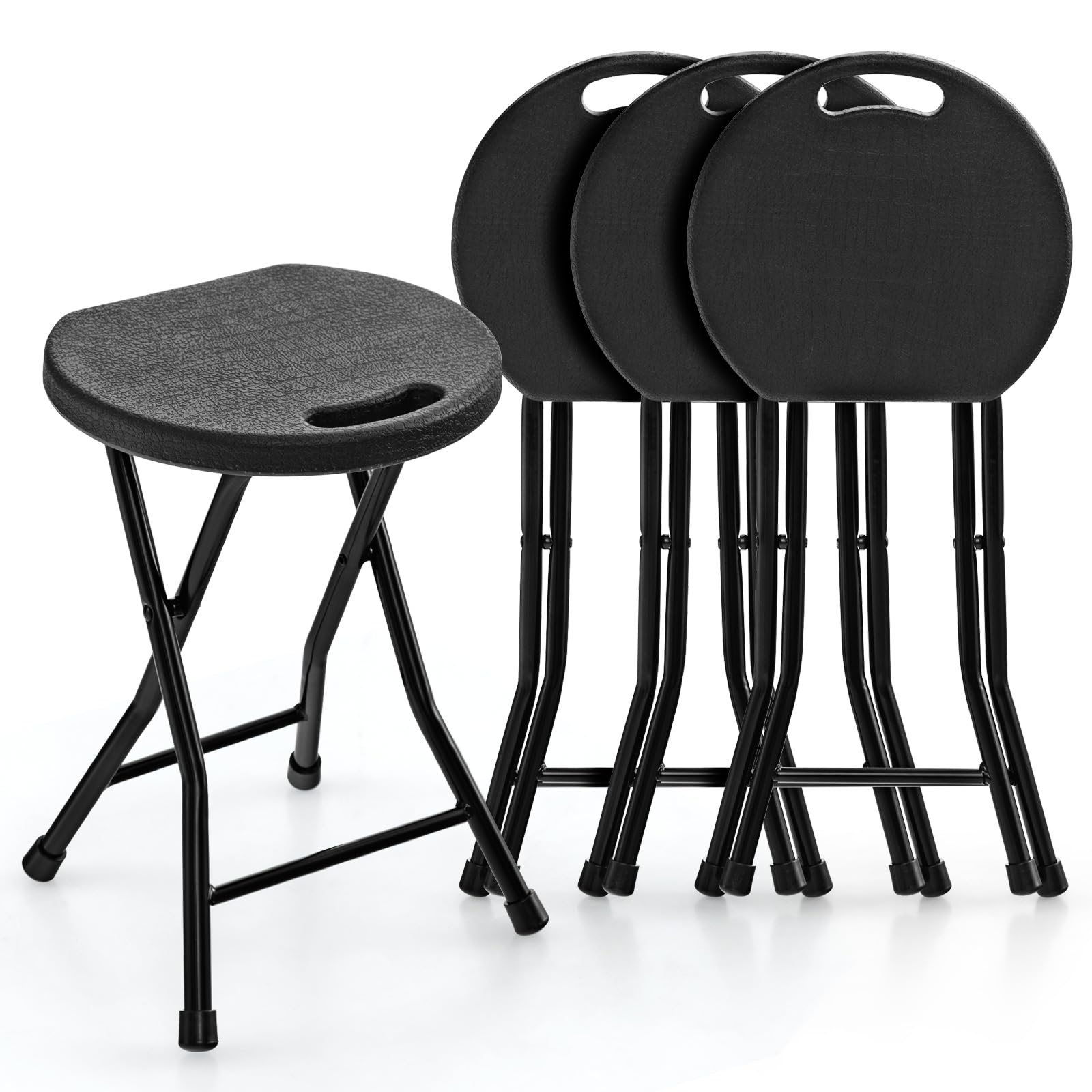 Set of 2 or 4 Folding Stool, Round Foldable Bar Stools
