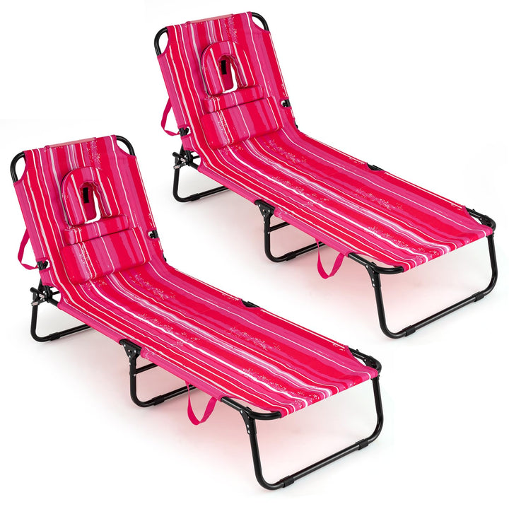 Giantex Folding Beach Tanning Chair Adjustable Face Down Patio Lounge Chair