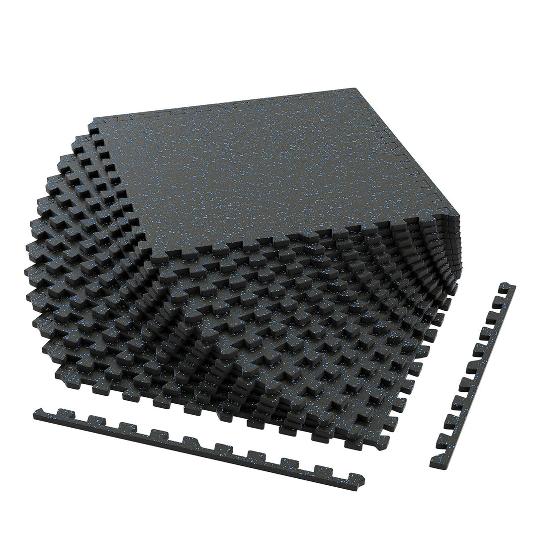 Giantex 0.39" Thick 24" x24" Interlocking Rubber Gym Floor Mats with Border Strips