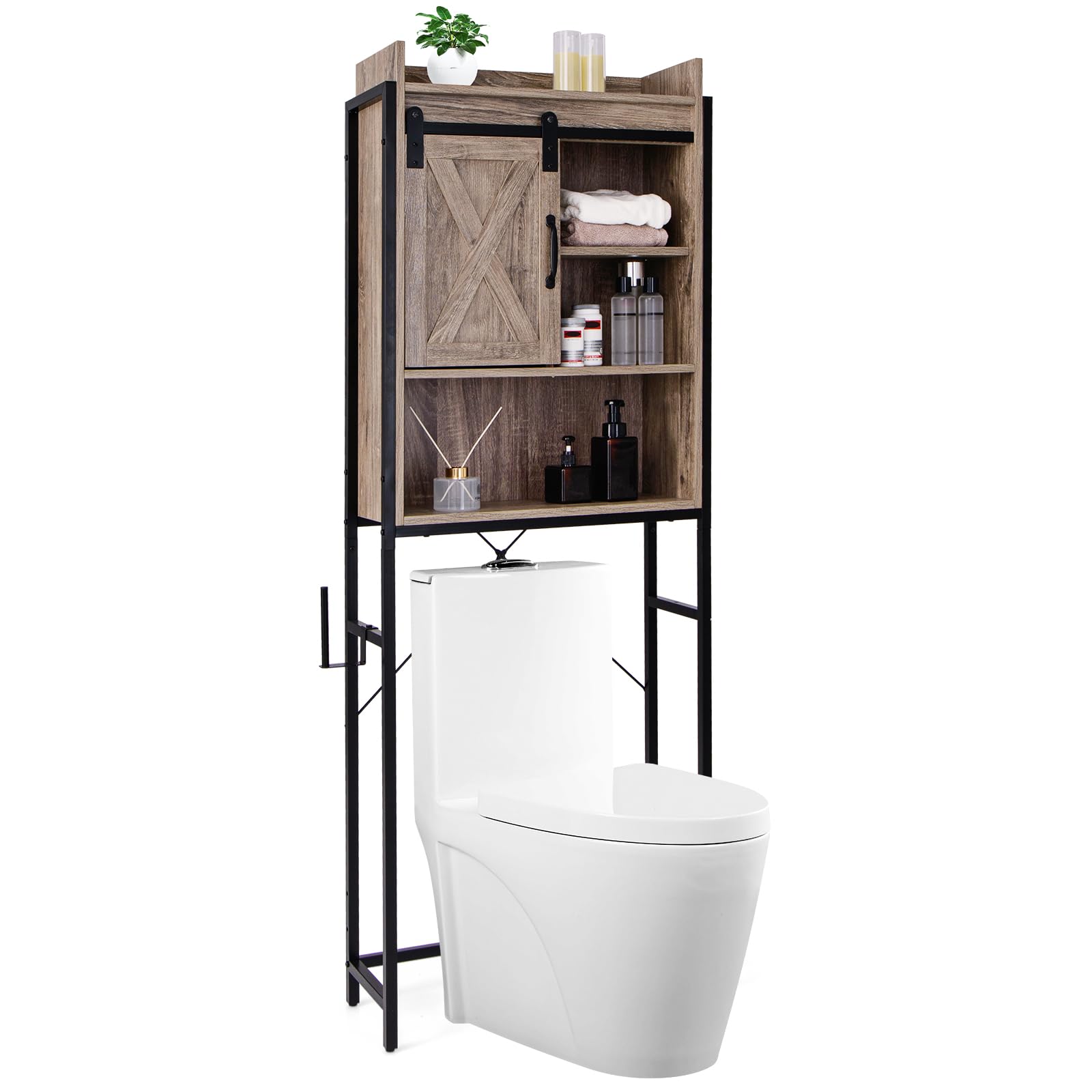 Giantex Over-The-Toilet Storage Cabinet, Freestanding 4-Tier Bathroom Organizer Rack