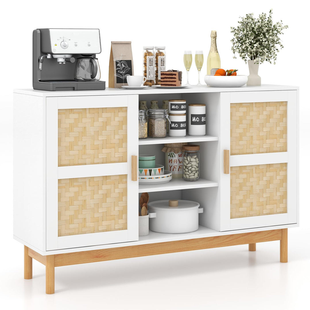 Giantex Buffet Sideboard, Kitchen Storage Cabinet with 3 Open Shelves & 2 Side Cabinets