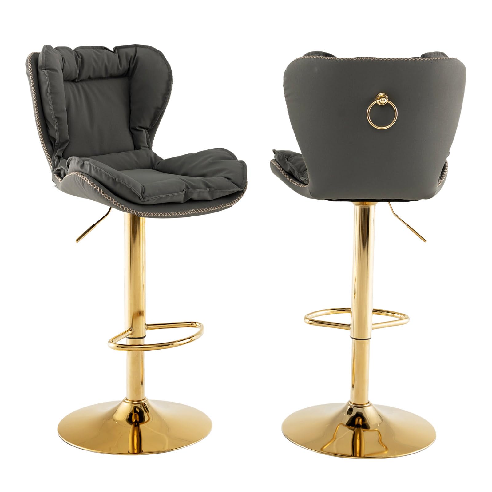 Giantex Adjustable Bar Stool Set of 2, PU Leather Bar Chairs with Padded Seat