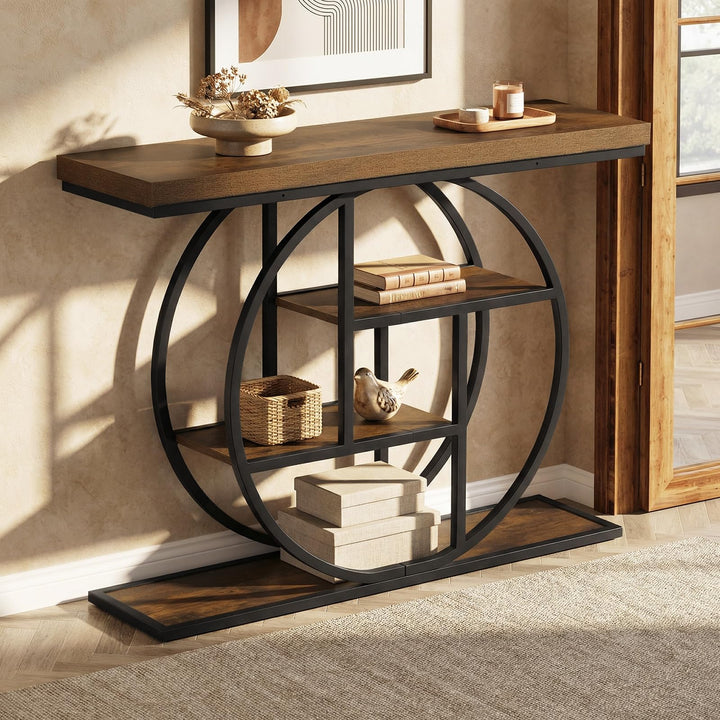 Giantex 41" Industrial Console Table | 4-Tier Narrow Entryway Table with Storage Shelves