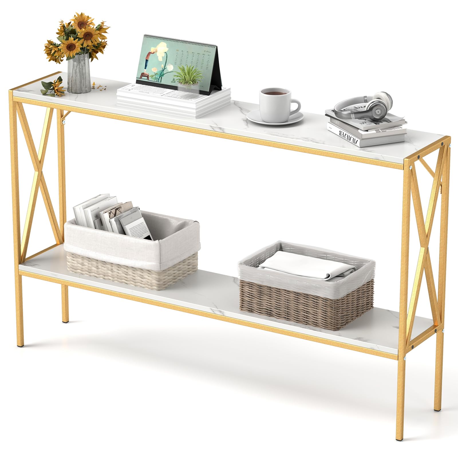 Giantex Narrow Entryway Table with Storage Shelf
