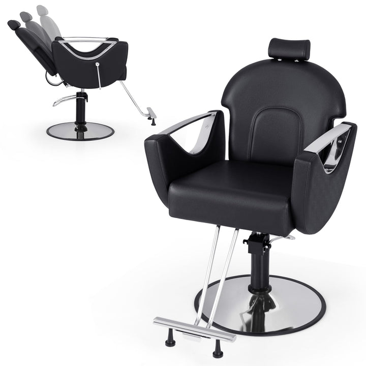 Giantex Reclining Barber Chair - Salon Chair for Hair Stylist, 360 Degrees Swivel