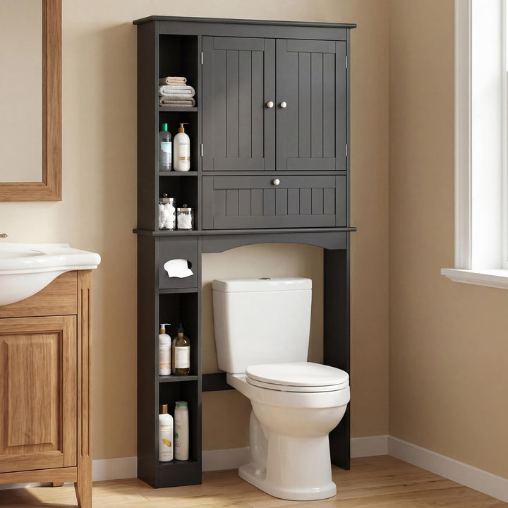 Giantex White Over The Toilet Storage Cabinet Freestanding Bathroom Organizer