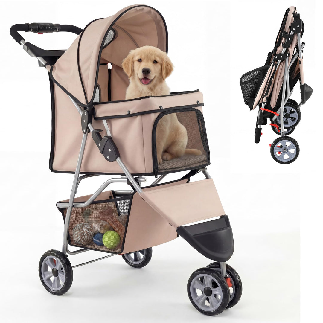 Giantex 3 Wheel Foldable Dog Stroller for Small Dogs Cats