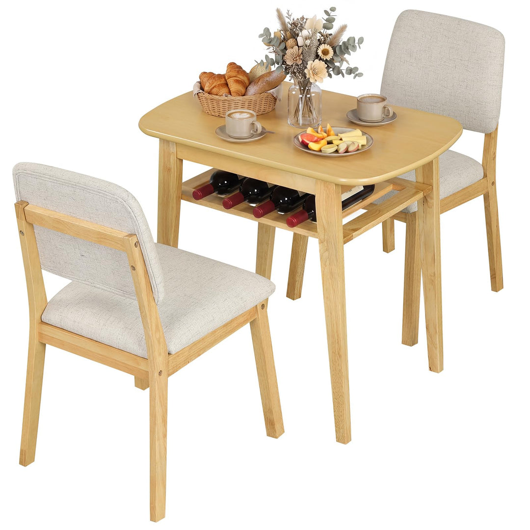 Giantex Space Saving Kitchen Table and Chairs Set w/Rubber Wood Frame