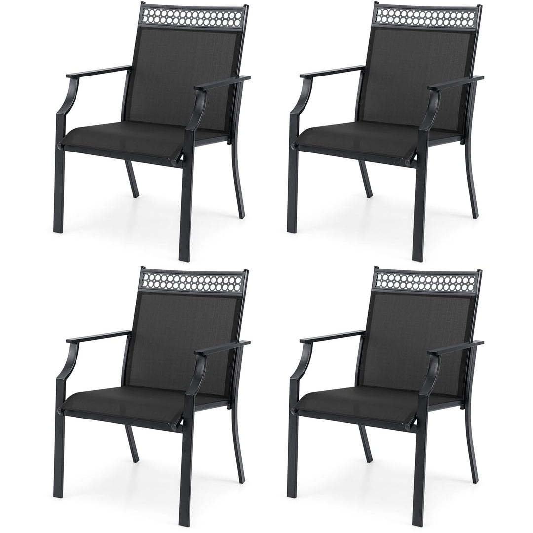 Giantex Patio Chairs Set of 2/4, Outdoor Chairs with All Weather Fabric, High Backrest, Armrests