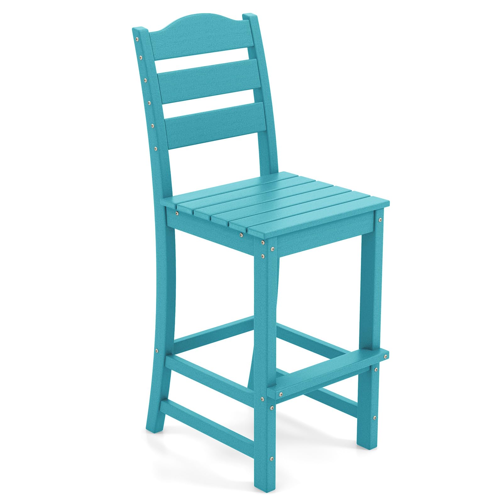 Giantex Outdoor HDPE Bar Stool, Patio Tall Bar Chair with Backrest and Footrest, 30 Inches Counter Height Barstools
