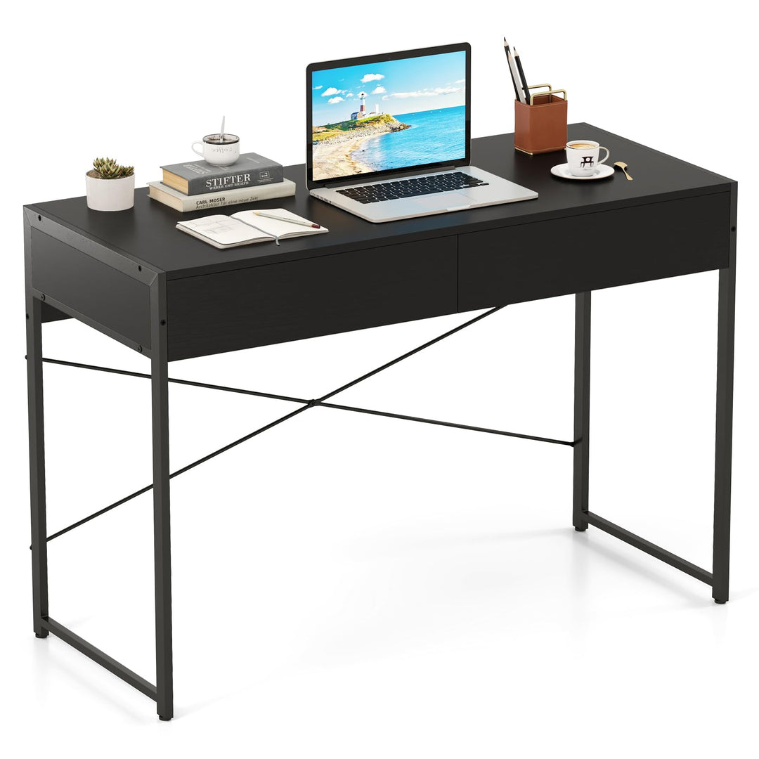 Giantex Computer Desk with 2 Drawers for Small Spaces