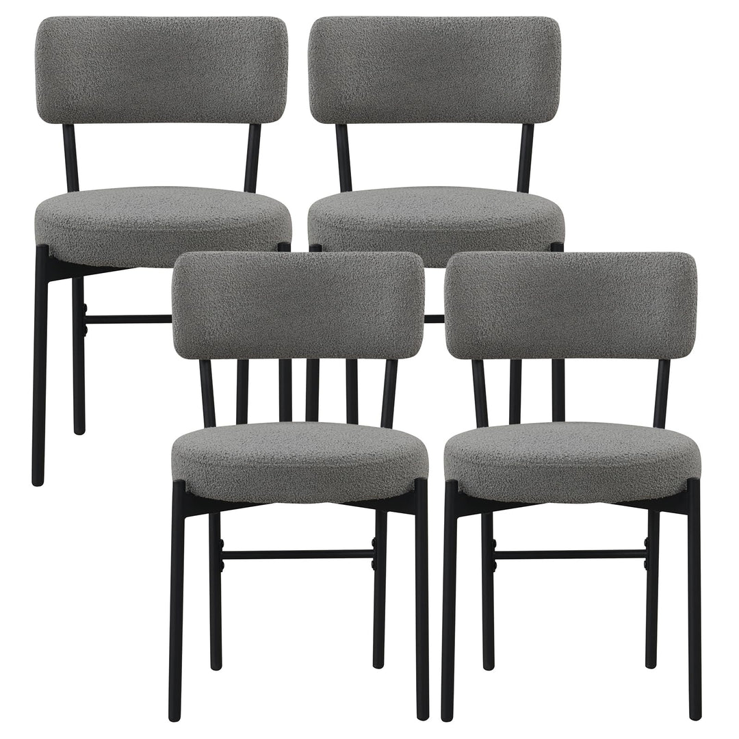 Giantex Boucle Dining Chairs Set of 2/4, Sherpa Upholstered Kitchen Chairs w/Curved Backrest, Padded Seat & Metal Legs