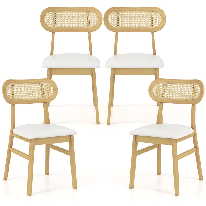 Giantex Faux Leather Upholstered Kitchen Chairs w/Breathable Mesh Cane Backrest