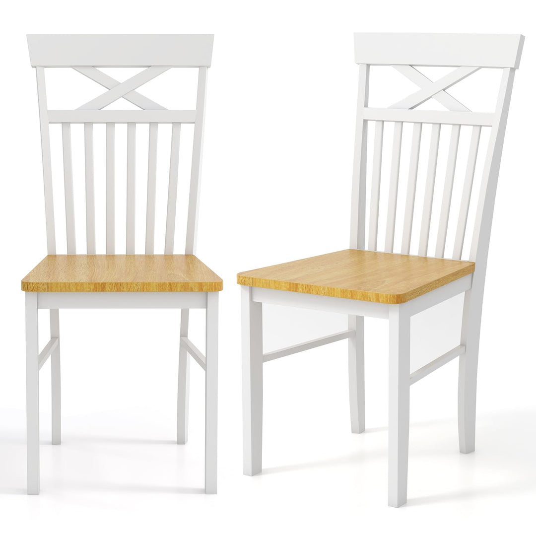 Giantex Wooden Dining Chairs Set of 2/4, Kitchen Chairs w/Rubber Wood Frame, High & Curved Slatted Backrest, Modern Armless Chairs