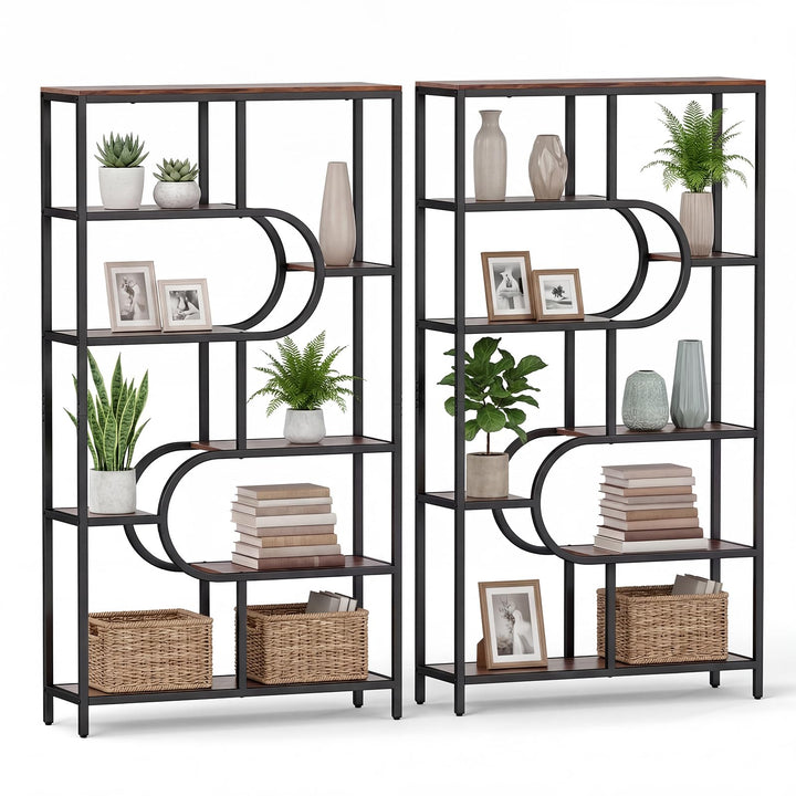 Giantex 69" Tall Etagere Bookcase w/Open Storage Shelves for Living Room