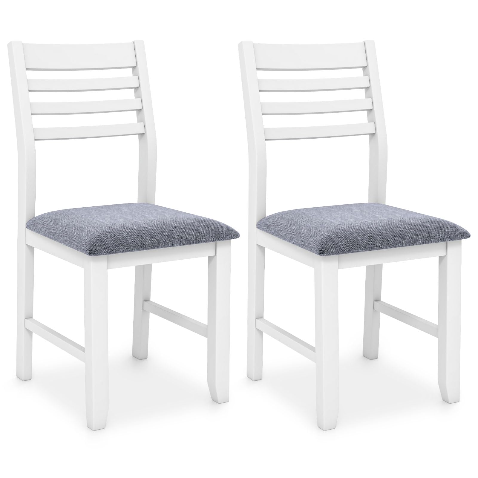 Giantex Dining Chairs Black, Faux Leather Upholstered Kitchen Chairs w/Padded Seat & Ladder Back
