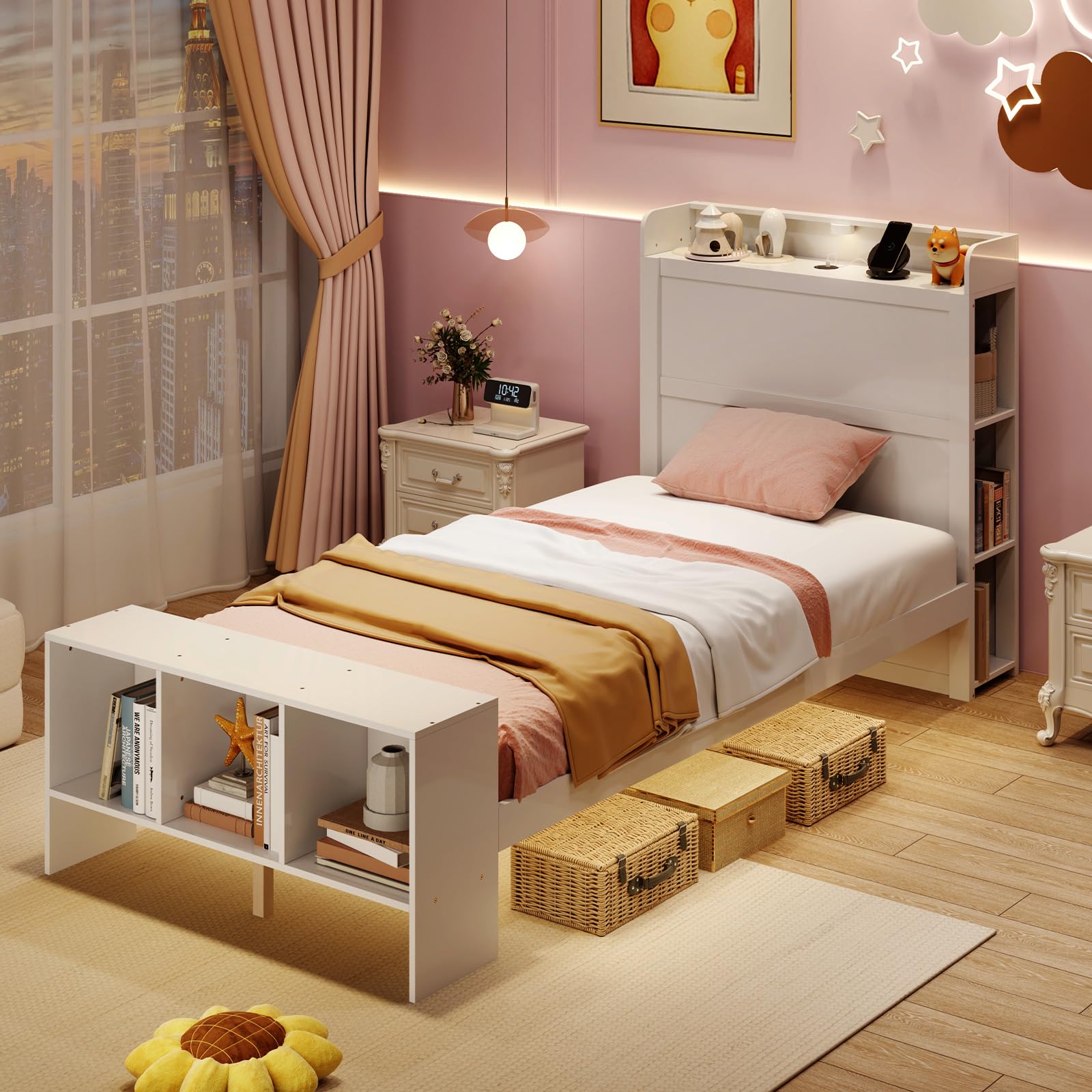 Giantex Bed Frame with Storage Headboard & Footboard